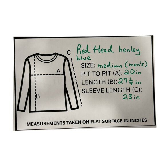 Red Head Henley Shirt Long Sleeve Pullover Men Medium Blue - Picture 6 of 6